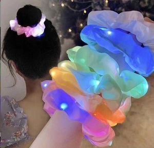 Lichtgevende Scrunchies LED Haarband Paardenstaart Houder Hoofddeksels Vrouwen Meisjes Elastisch Satijn Zijdeachtige Scrunchy Tie Haar Touw Accessorie