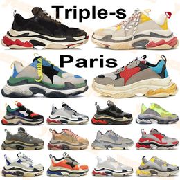 2021 triple-s Paris chaussures de sport bleu noir blanc rouge vert jaune beige gris clair multi hommes femmes baskets plate-forme formateurs US 6-12