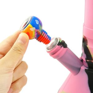 Lichtgevende siliconen rookschalen Slides 14 mm 18 mm mannelijk kleurrijk met honingraatstijl ontwerp voor glazen waterpijp waterpijpen bubblers