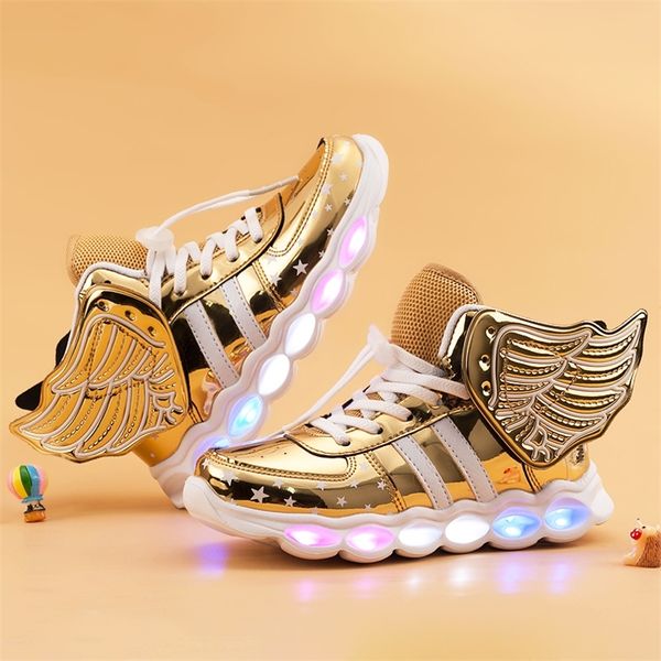 Baskets lumineuses Garçon Fille Cartoon LED Light Up Chaussures Glowing with Light Enfants Chaussures Enfants Led Sneakers Marque Enfants Bottes LJ201203