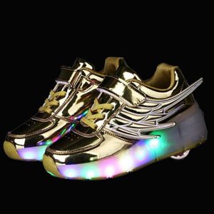 Lankzinnige sneakers Kids gloeiende sneakers met wielen Kinderrol Skates Schoenen Led Light Up Shoes For Girls Boys Wing Shoes 2010081652764