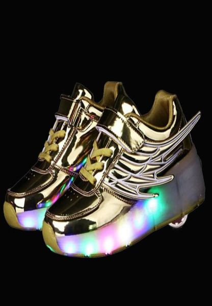 Baskets lumineuses enfants baskets rougeoyantes avec roues chaussures de patins à roulettes pour enfants Led allument des chaussures pour filles garçons chaussures d'aile 201008169120986