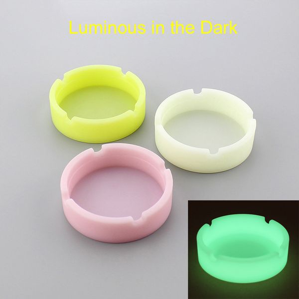 Cendrier rond lumineux en silicone, mini cendrier, incassable, portable, anti-brûlure, porte-cigarette coloré, respectueux de l'environnement, vente au détail