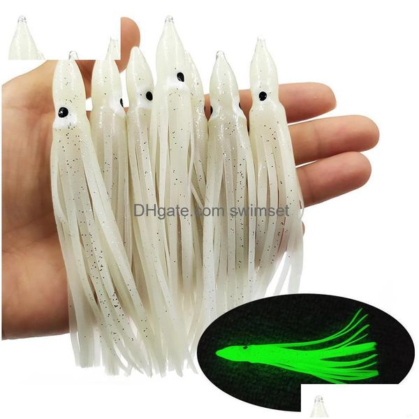 Faldas de calamar luminosos Pesca Soft Pesca 5cm/9cm/11 cm Night Fishing Octopus Glow Cebado artificial de goma para la entrega de SAI Drop de gota Dhe0i