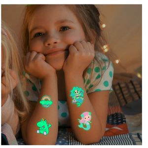 Lichtgevende Sticker Tijdelijke Tattoo Face Color Unicorn Mermaid Dinosaur Tattoos Kind Leuke Stickers Body Tattoo voor jongens en meisje