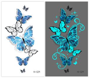 Lichinige tattoo -stickers voor vrouwelijke armgezicht gloeiende tatoeages body art slang vlinder elektrische lettergreepfeest 240423