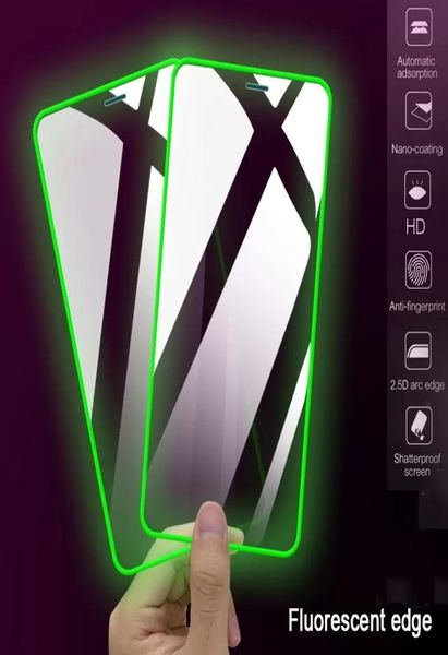 Película protectora de pantalla brillante de cubierta completa de vidrio templado luminoso para iPhone 14 13 12 11 Pro Max Glass Silicone Soft Edg5234291