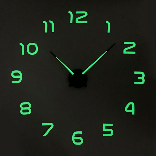 Horloges murales lumineuses Horloges grandes horloge horloge 3D bricolage acrylique autocollants de miroir à quartz Duvar Saat Klock Moly Mute Wall Clock 201118