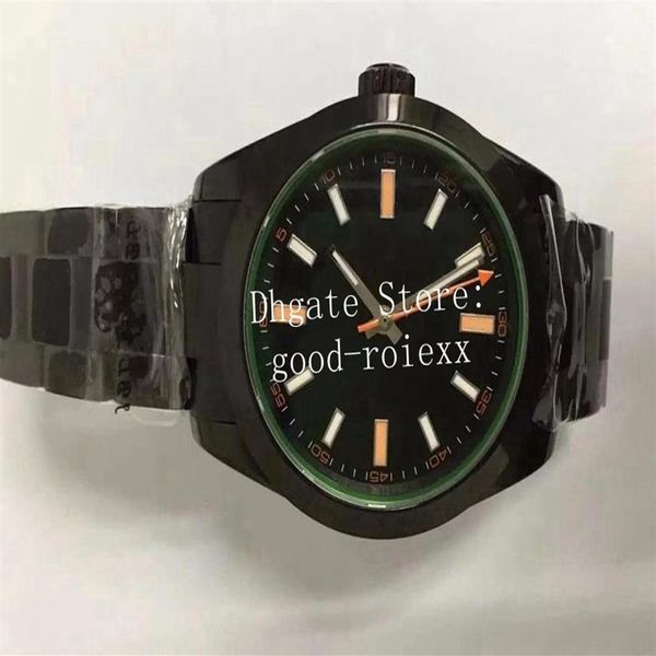 Luminous Watches For Men Watch Orologio da uomo in cristallo verde Bp Automatico 2813 Movimento Air Sapphire King Nero Rivestimento DLC Pvd B295R