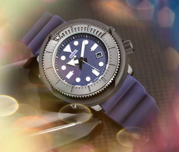 Lumious marca hombres relojes de esfera grande 45 mm fecha automática set barrena deportes de carreras fresco reloj para hombres correa de goma movimiento de cuarzo importado Night Glow buceo temporizador reloj regalos