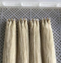 LUMMY Remy extensiones de cabello humano PU extensiones de cabello con cinta 14quot26quot 40 Uds 100gset Color60 cinta rubia platino en cabello Ex9460471