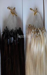 LUMMY Remy Micro RingLoop 100 Extensions de cheveux humains indiens 16quot26quot 1GS 100Gpack couleur 2 brun le plus foncé et 613 Blea3251455