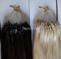 LUMMY Remy Micro RingLoop 100 Extensions de cheveux humains indiens 16quot26quot 1GS 100Gpack couleur 2 brun le plus foncé et 613 Blea2133169