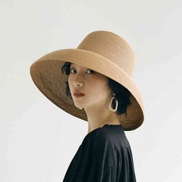 LunaDolphin hecho a mano mujer verano sol sombrero grandes aleros playa japonés Hepburn estilo vacaciones plegable pescador gorra temperamento plano