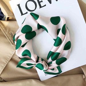 Lunadolphin Small Square 53x53cm 100% natuur zijde groene dot zwart golf chique bandana's lente hoofdbanden tas sjaal hoofddoek