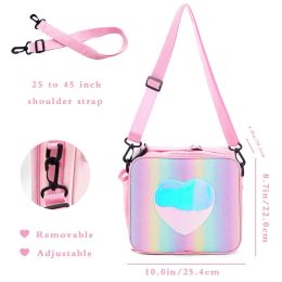 Lunch Bag Rainbow Loving Heart Laser draagbare grote bento zak voor kinderen meisje thermisch geïsoleerde koelere schouderpicknickbox