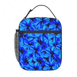 Sac à lunch Boîte à lunch portable à floral tropical pour enfants Blue FRS Boll Bag de l'école-coqueur Oxford Tote Tote Sac à main x0pf #
