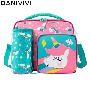 Sacs à lunch pour enfants Sac fourre-tout isolé licorne Garçons Filles Bandoulière réglable Poignée durable Poche pour bouteille 240313