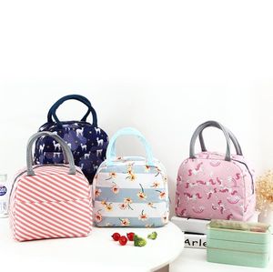 Lunchzakken Oxford Thermische ge￯soleerde lunchbox Tote Cooler Bag Bento Pouch LunchContainer School Food Storage Bags Flamingo Unicorn SN4197