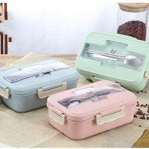 Lonchera de contenedor de alimentos bento caja de lonchera con calefacción lonchera lonchera bocadillo trigo de trigo coreano sellado plástico Caja de plástico para comida