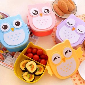 Lunchbox voor Kids Magnetron Container met Compartimenten Case Servies Cartoon Bento Voedsel Opbergdoos Plastic Owl School Lunchbox