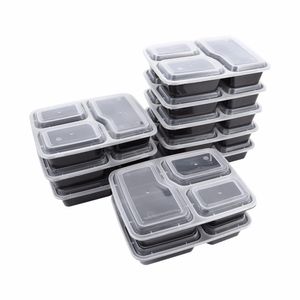 Boîtes à lunch 10 pièces en plastique réutilisable Bento repas stockage préparation des aliments 3 compartiments micro-ondes conteneurs maison boîte 230320