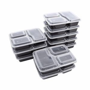 Lunchboxen 10 PCS Plastic herbruikbare Bento Maaltijd Opslag Voedingsvoorbereiding 3 Compartiment Microwavable Containers Home Box 230331