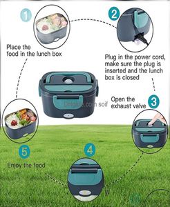 Lunchboxen 2 In 1 thuisauto gebruik Dual Use Electric Lunch Box Roestvrij staal 12V 24V 110V 220V voedselwarmer containerverwarming Lunchbox S6031249