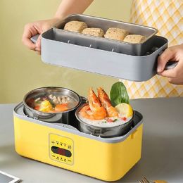 Lunchboxen 220V Elektrische doos Bento Warmte BEHOUDING PLUK Elektriciteit Automatische Verwarming Rijst Stoomboot Draagbare plastic container 230222