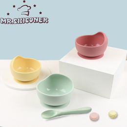 Boîtes à lunch 2PCSset bol d'alimentation pour bébé en silicone vaisselle pour enfants aspiration étanche avec cuillère produits 230531