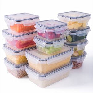 Boîtes à lunch Conteneur de stockage des aliments hermétique avec couvercle Anti-fuite Snap Lock Plastique sans BPA 230808