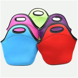 Lunchboxen zakken 17 kleuren herbruikbare neopreen draagtas handtas opgelegd zachte zakken met ritssluiting voor werk school snel schip drop de dhha9