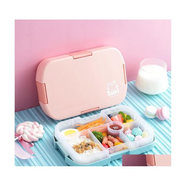 Cajas de almuerzo Bolsas 2 o 1 PCS Caja de almuerzo para niños Diseño de compartimiento seguro de alimentos Contenedores portátiles Escuela Cajas de almacenamiento impermeables Micr DH3V4