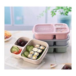 Lunchboxen tassen 3 rooster tarwe st dozen magnetron bento food cijfer gezondheid diner diner dinerdoos draagbare fruit snack opslagcontainer v dhwuh