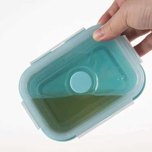 Sacs de boîtes à lunch 4pc Boîte à bento pliante en silicone Boîte à lunch portable pliable pour nourriture pour la vaisselle Container Food Bowl Lunchbox Table Varelle