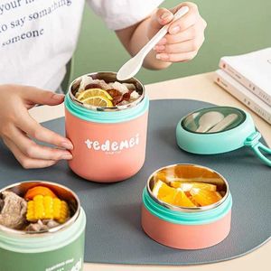 Lunchboxen zakken 710 ml roestvrijstalen lunchbox drinkbeker met lepel voedsel thermische pot geïsoleerde soep thermoscontainers thermische lunchbox