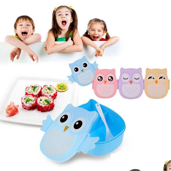 Boîtes à lunch sacs Cartoon Owl Box Food Fruit Storage Conteneur Portable Enfants Étudiant Bento Childre