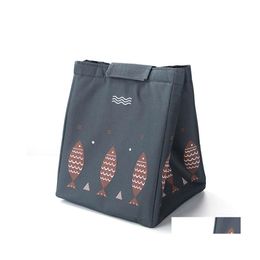 Boîtes à lunch Sacs Sacs de conservation de la chaleur Sac à main extra épais Sac à bento Petit poisson Insation Pique-nique en plein air Glace portable froide 171 K2 Dr Dhnkk