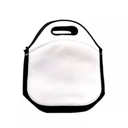 Cajas de almuerzo Bolsas Neopreno Sublimación en blanco Blanco Reutilizable Bolsa de asas Bolso Doble Capa Insated DIY Escuela Bj Drop Entrega Inicio Gar Ot6Iv