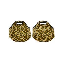 Bo￮tes ￠ lunch Sacs ￠ l'ext￩rieur Sac de pique-nique Plant Sunflower Printing Issied Colocmets Tote Tote N￩opr￨ne Arafroofing Food Organizer Dhgarden DHKDP