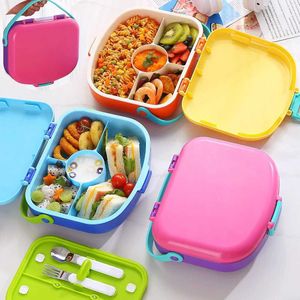 Lunchboxen tassen school kinderen draagbare bento met vork en lepel lunchbox lekvrij plastic voedsel container buiten camping kinderlunchbox