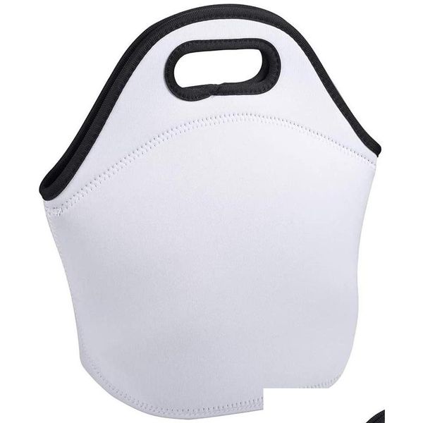 Boîtes à lunch Sacs Sublimation Sacs à lunch Blanks Blanc Sac fourre-tout en néoprène réutilisable Sac à main Insated Soft Diy School Home Drop Delivery G Dhbvj