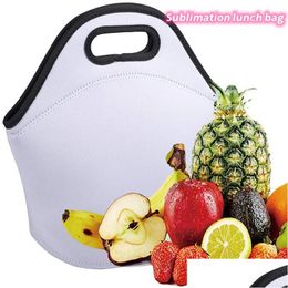 Lunch Boxes Bags Sublimation Neoprene Bag Blank Diy Student Insation Handbags Waterproof Box With Zipper For Adts Kids Z11 Drop Deli Dhkbd