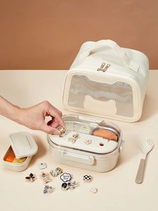 Lunchboxen Zakken WORTHBUY Leuke doe-het-zelf-lunchbox Draagbare thermische Bento-box met geïsoleerde lunchtas 18/8 roestvrij staal Kindervoedselcontainerdoos 231207