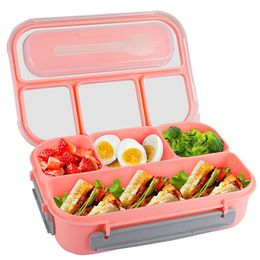 Boîtes à lunch Bento Conteneurs de 81 oz pour adultes Enfants Enfant en bas âge avec 4 compartiments Fourchette Micro-ondes étanche 221205