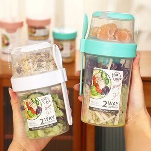 Lunchboxen ontbijt havermout graan noot yoghurt salad cup afdichting container set met vork saus cup deksel bento tuppers eten taper kom lunchbox 231218