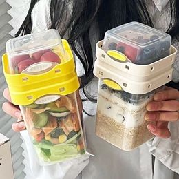 Lunchboxen Dubbele Laag Salade Cup Doos Draagbare Fruit Voedsel Container Magnetron Behoud Bento Servies In 230731