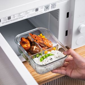 Lunchboxen Glazen Doos Magnetron Verwarming Speciale Kom Met Deksel Scheidingsservies 230731