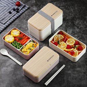Lunchboxen ins net rode Japanesestyle doublelayer plastic compartiment volwassen studenten kunnen magnetron 230222
