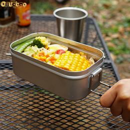 Lunchboxen Onuobao Volwassen Vierkante Outdoor Uitje Camping Koken Artefact Aluminium Bento Box Reizen Draagbare Japanse Lunchbox 230729
